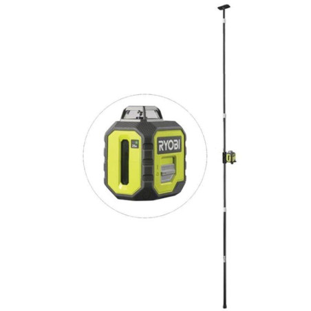 NIVEL LASER 2 LINEAS VERDES DE 360º Y BARRA TELESCOPICA ALCANCE 25 M RYOBI